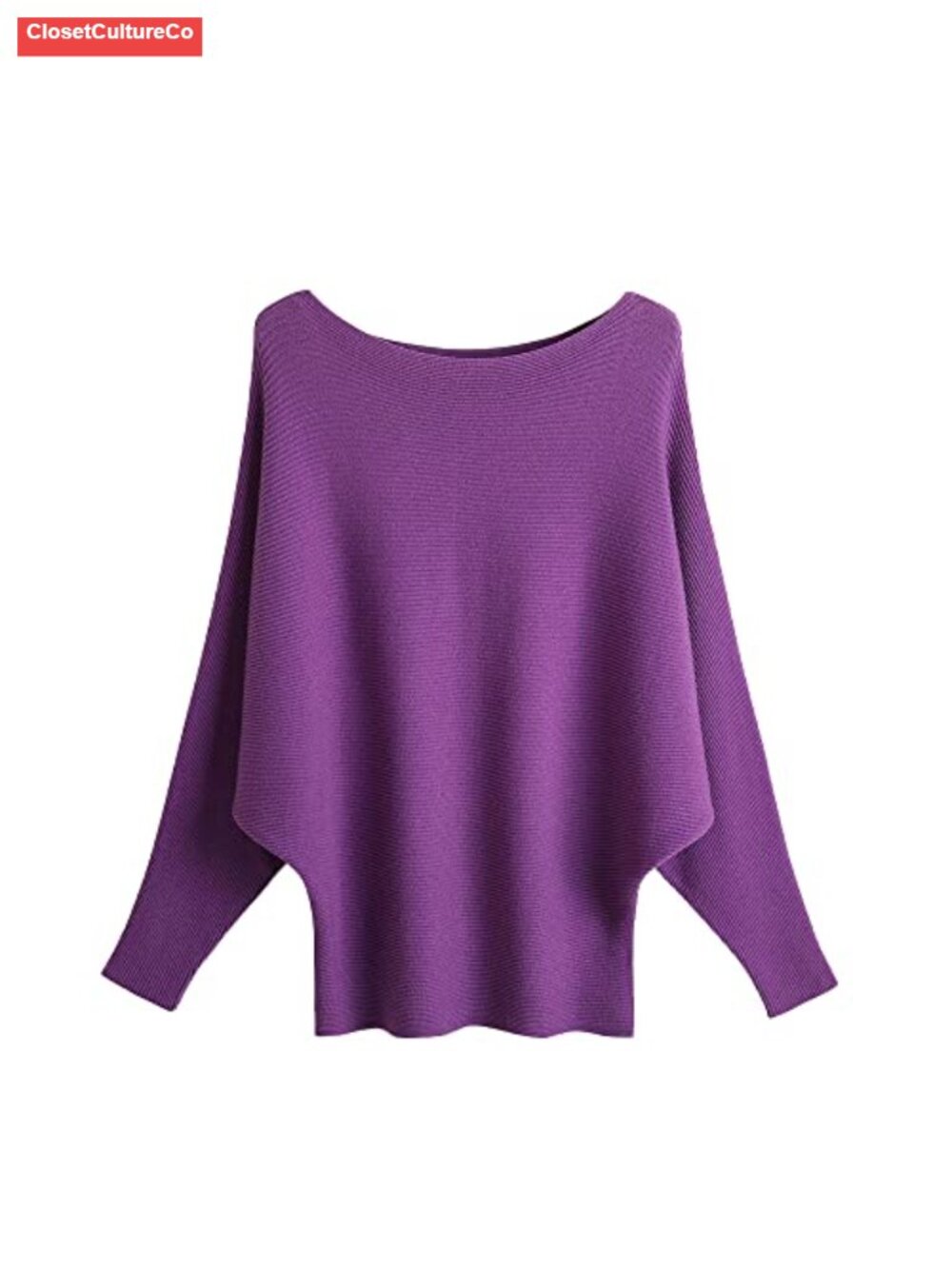 Women's Boat Neck Dolman Batwing Knit Pullover Winter Sweater